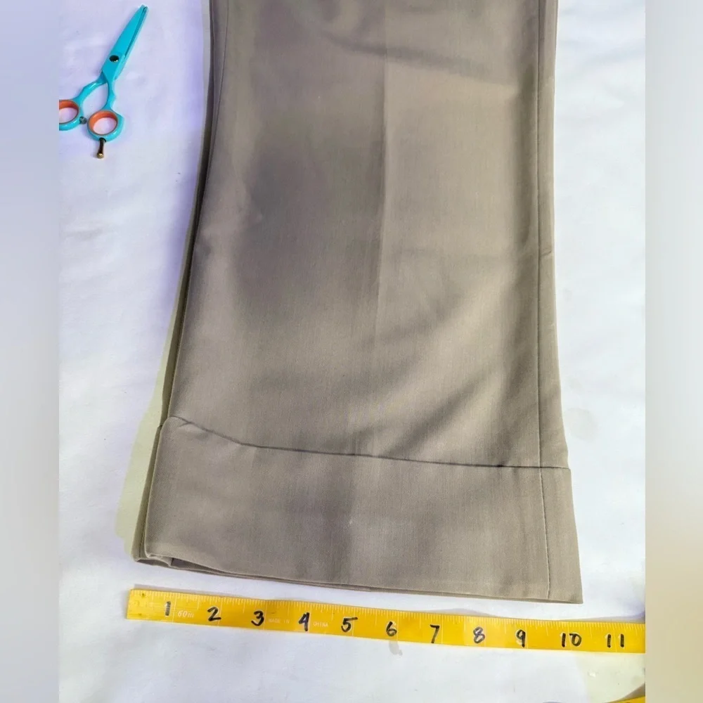 SANDRO Khaki cuff leg crop pants size 10 - Picture 10 of 12